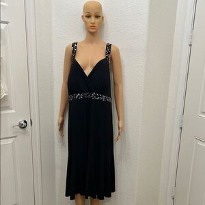 Lane Bryant Black Embellished Midi Dress Beaded Sequined Sweetheart Neck Sz 20